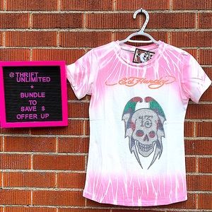 ED HARDY y2k pink t-shirt BNWT with diamonds